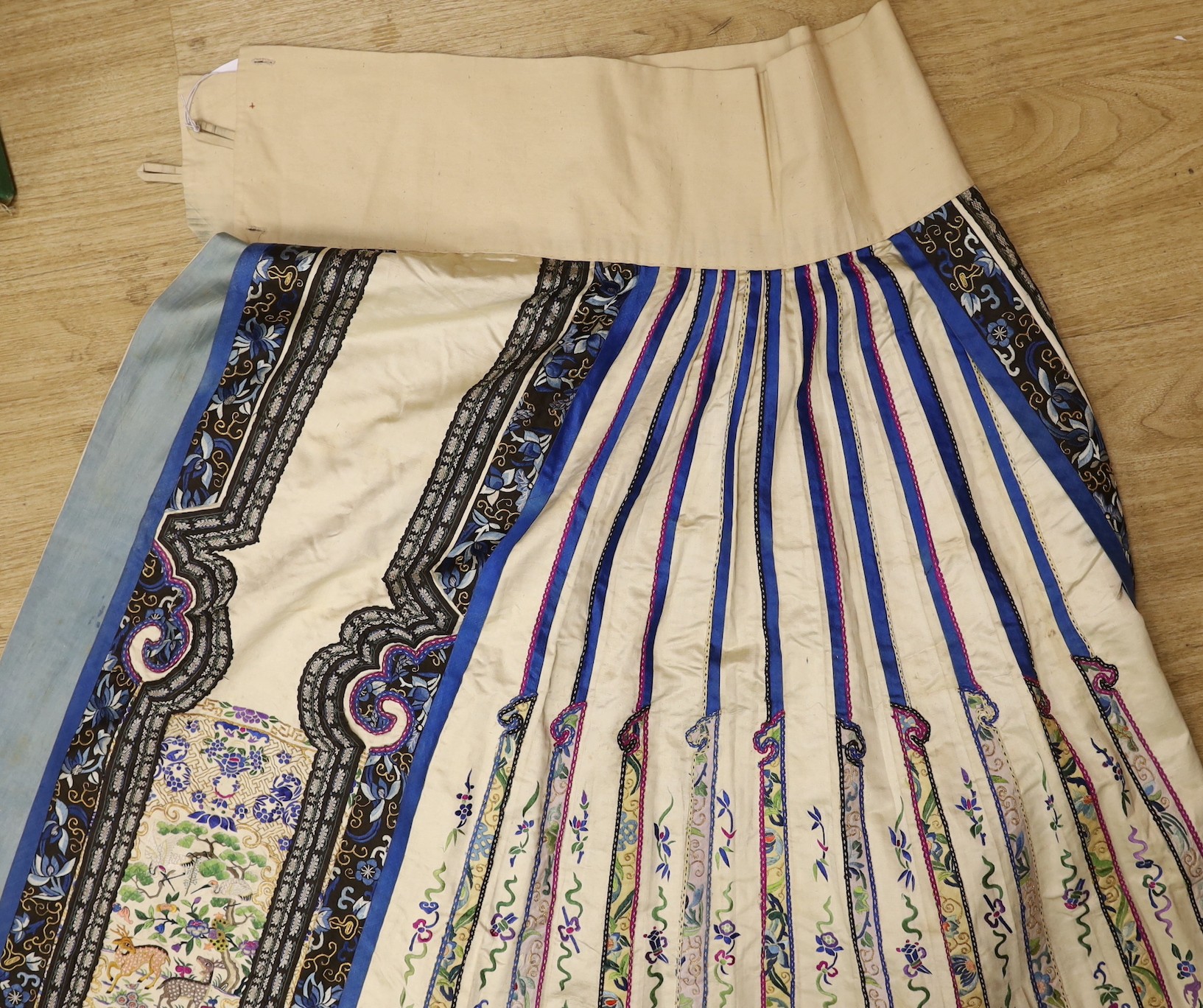 A 19th century multicoloured silk Chinese wedding skirt